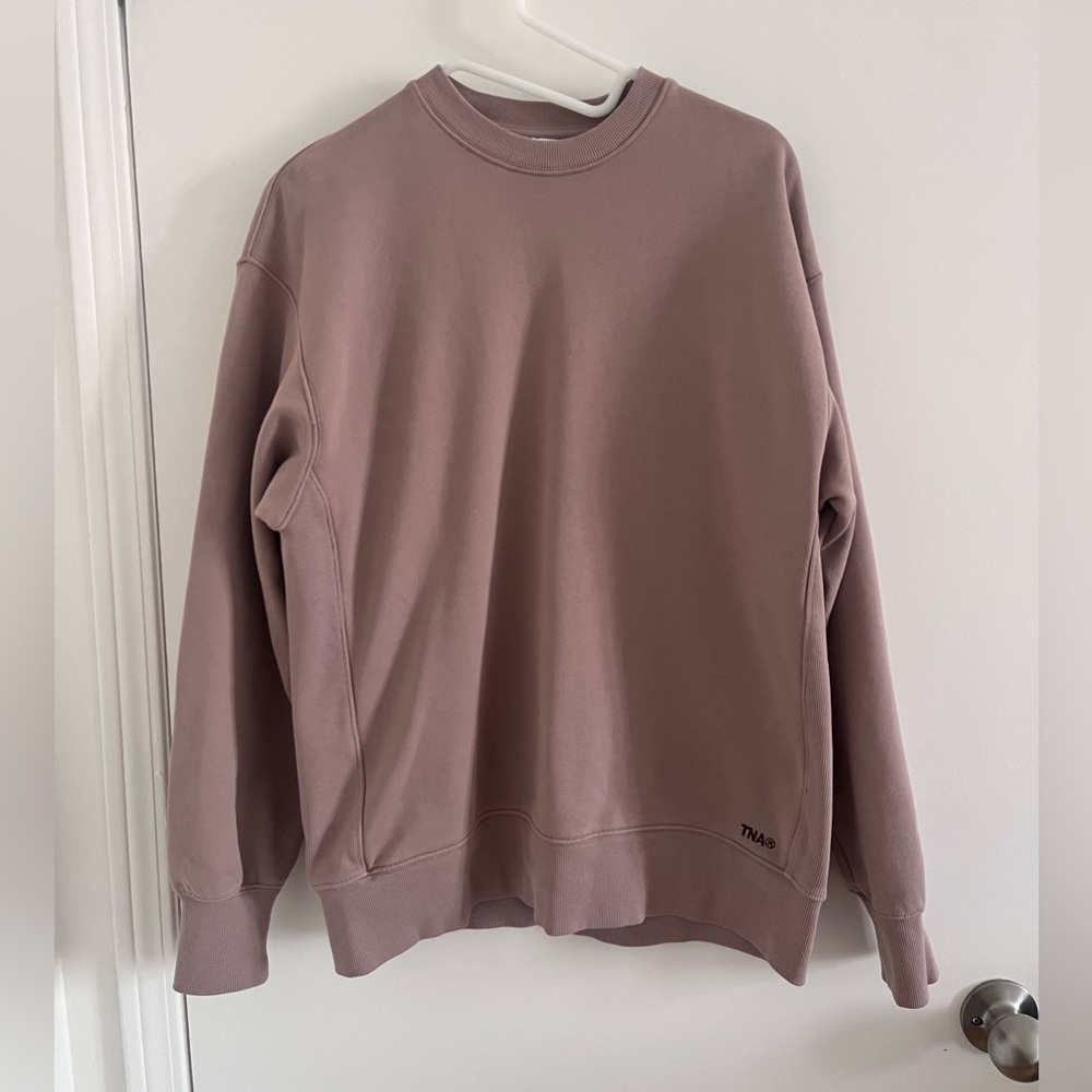 Aritzia Terry fleece boyfriend crew (warm taupe) XS